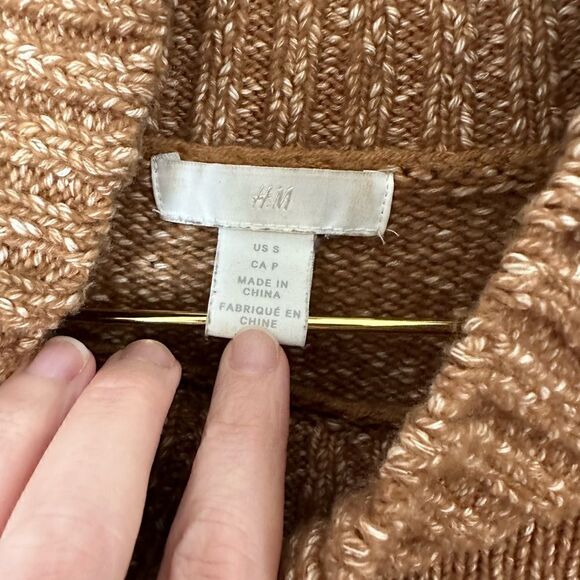 H&M | Long Sleeve Mock Turtleneck Oversized Dark Beige Sweater | S - Picture 6 of 9